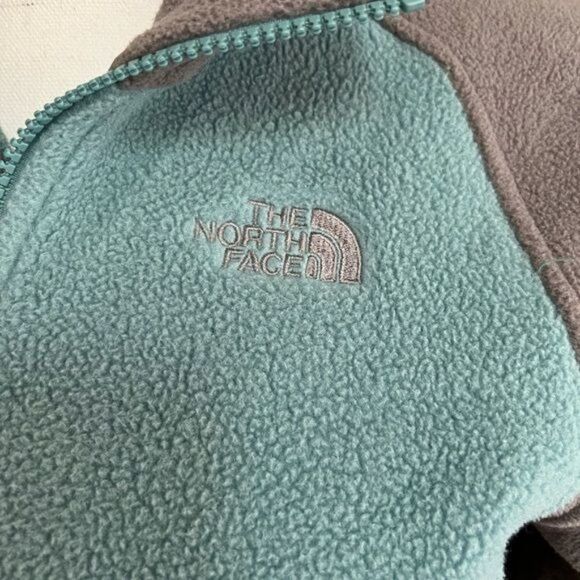 The North Face Khumbu Full Zip Up Pockets Fleece Jacket Teal Grey Small - Picture 3 of 9